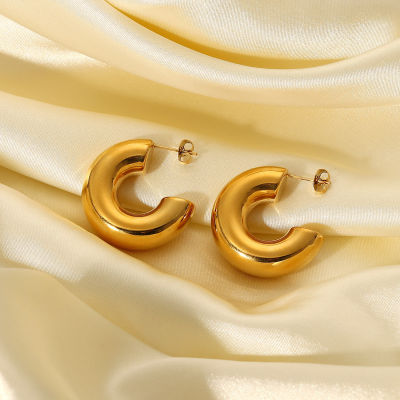 Emmesea Stud earrings ต่างหู 18K ชุบทองสแตนเลส “C”TH