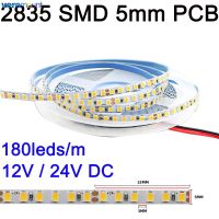 CRI80 5m 12V 24V DC 5mm Width PCB 2835 SMD Flexible LED Strip 180LEDS/M LED Lamp Tape for Home Decoration Cool Warm White 4000K