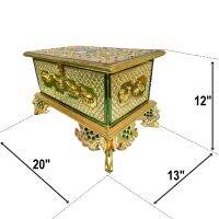 กล่องสมบัติ 20 นิ้ว-Treasure box ลาย12 ราศี ขนาด32.5x50x30 ซม. น้ำหนัก 4400 กรัม ทองเปลว ติดกระจก ผลิตภัณฑ์แฮนด์เมด ทำจากแกนไม้ฉำฉา แข็งแรง ทนทาน ใส่ข