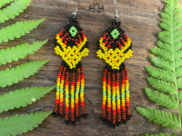 Kalindi BEADED EARRINGS DEER HUICHOL STYLE ต่างหูลูกปัดกวางสไตล์ HUICHOL