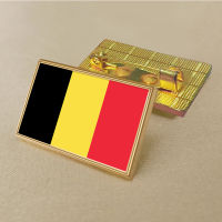 Belgium flag pin 2.5*1.5cm zinc die-cast PVC colour coated gold rectangular rectangular medallion badge without added resin