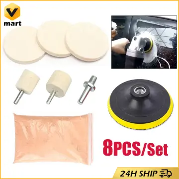20Pcs/Set Watch Glass Polishing Kit Cerium Oxide Powder And Wheel 50mm  Backing Polishing Pad For Glass Cleaning Scratch Removal