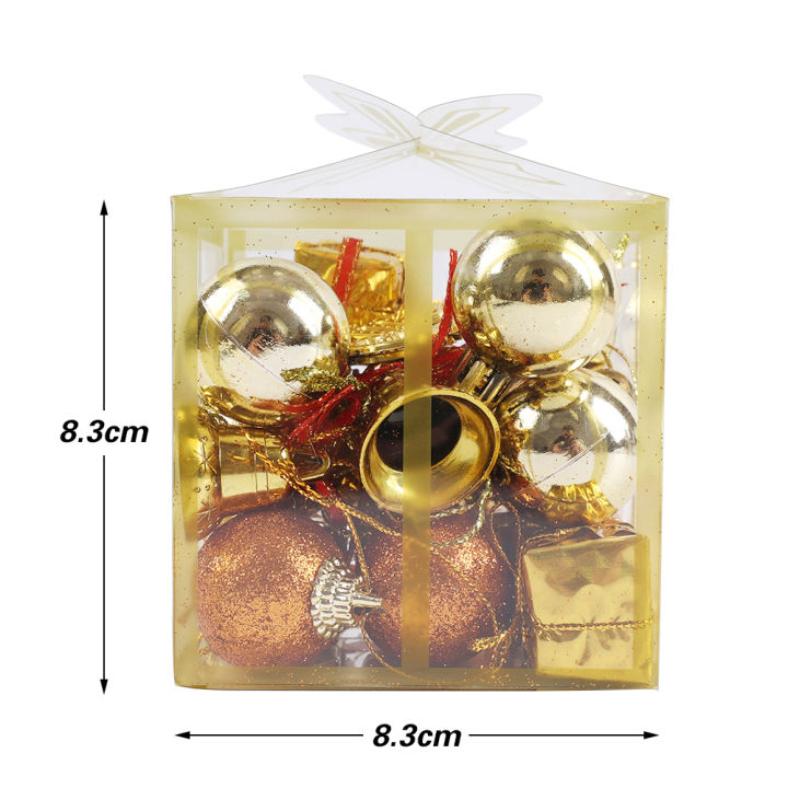 ของตกแต่งคริสต์มาส-กล่องโฟมของขวัญทองคริสมาสต์กระดิ่งบอลพลาสติกขนาดเล็กของประดับบ้านวันคริสต์มาสหมู่บ้านคริสต์มาส
