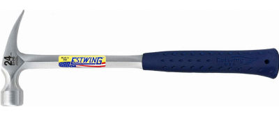 Estwing - ESTE324S Framing Hammer - 24 oz Long Handle Straight Rip Claw with Smooth Face &amp; Shock Reduction Grip - E3-24S Silver