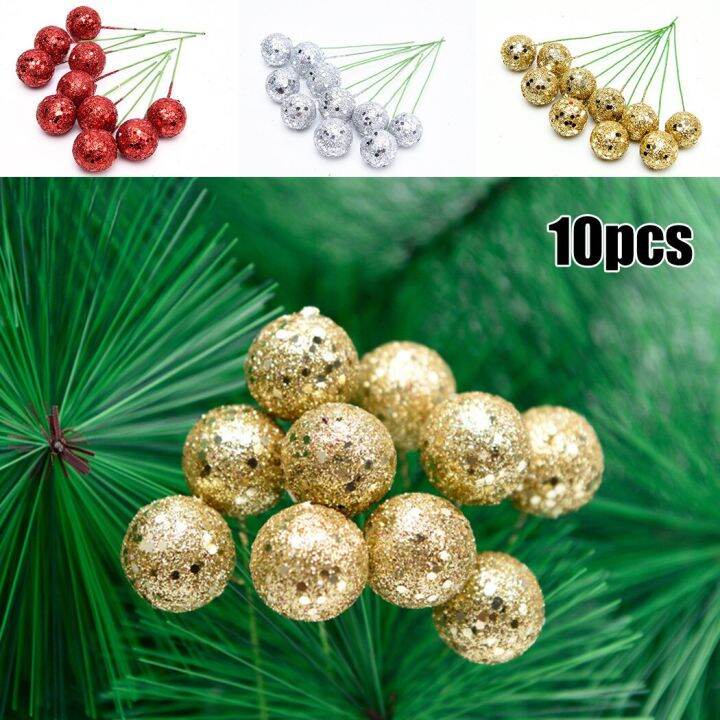 10ชิ้น-สตริง-g-litter-ลูกคริสต์มาส-baubles-คริสต์มาสต้นไม้แขวนเครื่องประดับตกแต่งตกแต่งต้นคริสต์มาสตัดจำลองผลไม้