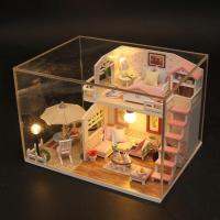 DIY บ้านขนาดเล็กชุด Led Lighted DIY บ้านขนาดเล็กชุดของเล่นที่ทำด้วยมือวันเกิดคริสต์มาสพรรคโปรดปรานของขวัญสำหรับเด็ก