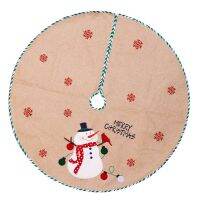 Christmas Tree Skirt Snowman Burlap Rustic Tree Skirt Xmas Tree Skirt for Christmas Decorations Vacation Decor