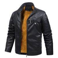 [COD] 2021 new mens velvet thick stand collar casual fashion leather jacket cross-border e-commerce supply free agent