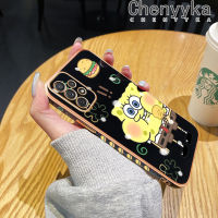 เคสโทรศัพท์ Chenyyyka สำหรับ Samsung Galaxy A72 4G A72 5G ลายการ์ตูนน่ารักลายสพันชบ็อบสแควร์แพนท์ใหม่กรอบชุบสี่เหลี่ยมนิ่มซิลิกาเจลกันกระแทกฝาครอบป้องกันเคสมือถือ