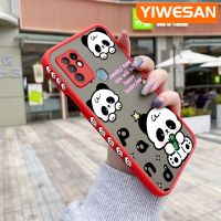 YIWESAN เคสสำหรับ Infinix เคส X682C 10 X682B ลายการ์ตูนแพนด้าน่ารักมีน้ำค้างแข็งโปร่งใสขอบสี่เหลี่ยมด้านข้างแข็งรูปแบบกล้องปลอกซิลิโคนกันกระแทกเคสนิ่ม