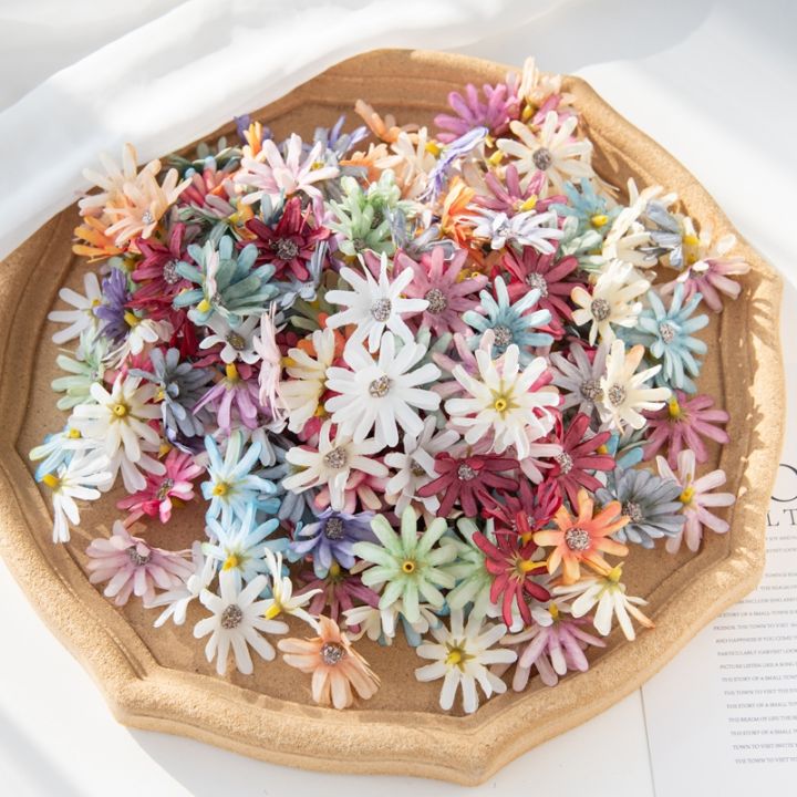 ayiq-ร้านดอกไม้-ดอกไม้ประดิษฐ์100ชิ้นขนาด4ซม-หรีดคริสต์มาสขนมเค้กแบบ-diy-ปลอมสำหรับงานเลี้ยงแต่งงานทำจากผ้าไหมขนาดเล็กเครื่องประดับตกแต่งบ้าน
