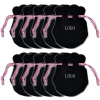 10PCS Pink Ribbon Flannel Bag Pouch For Bead Charm Earrings Necklace jewellery organizer Packaging Jewelry Organizer Joyero gift