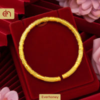 Everhoney Gold Bangle Cloud Embossed Open Cuff สร้อยข้อมือปรับได้สำหรับผู้หญิง Girls