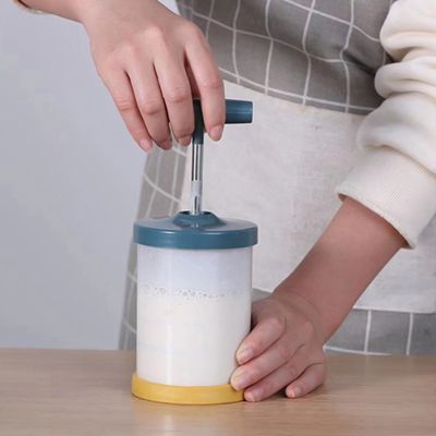 Handhold Manual Milk Foam Maker Mixer Cappuccino Ground Foam Blender Egg Beater With Cup Lid Baking Tools Kitchen Accessories