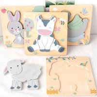 1Set Wooden Cartoon Animal Puzzle Baby Early Education Montessori Toys Wooden Jenga Newborn Baby Jigsaw Puzzle Educational Toy
