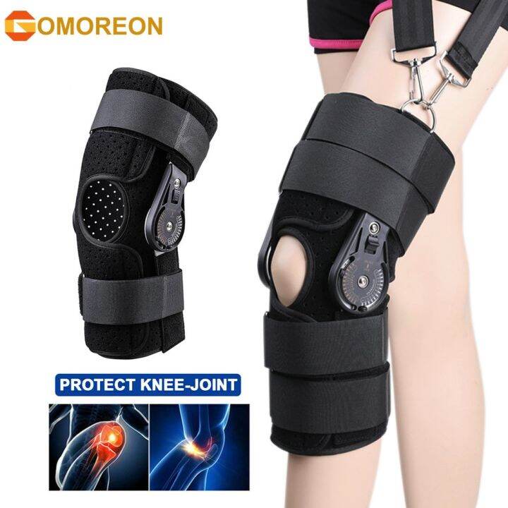 Hinged ROM Knee Brace Adjustable Knee Immobilizer Support for Arthritis