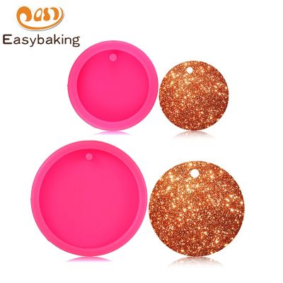 [COD] Mirror Round Pendant Mold Keychain Silicone Epoxy Embossing Tag
