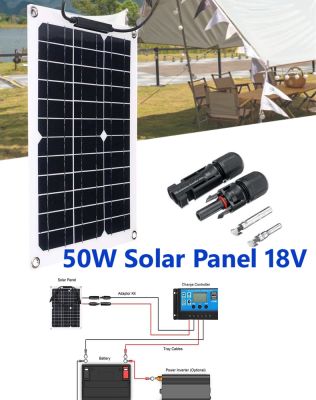 18V 50W Flexibel Solar Panel Waterproof Monocrystalline Solar Charge Battery DIY Solar Energy Cell For Camping Car Generator