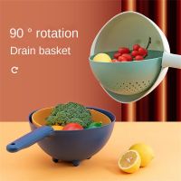 【CW】 Rotatable Strainer Basket Hand-held Multifunctional Drain Rice Fruit Washing Basin New