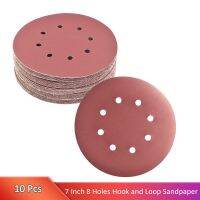 10Pcs 7 Inch 8 Hole Hook and Loop Sanding Disc 40 180 Grit Flocking Sandpaper Random Orbital Sander Paper