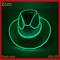 Zozo ✨Ready Stock✨ หมวกคาวบอยเรืองแสง LED สำหรับเจ้าสาว, หมวกบาร์เรืองแสงไฟดิสโก้