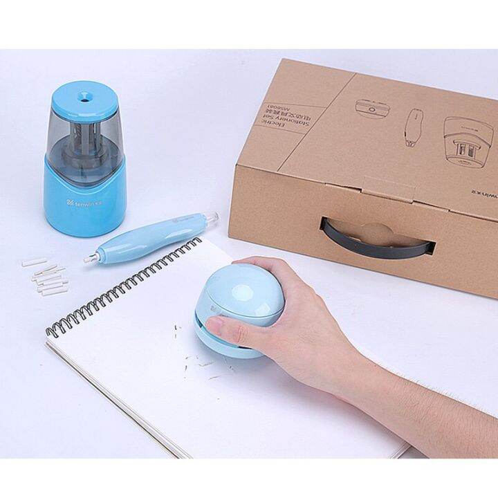 tenwin-electric-pencil-sharpener-electricly-rubber-desktop-vacuum-cleaner-stationary-set-home-school-office-students-supplies