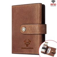 Genuine Crazy Horse Leather Mens Wallet Man Cowhide Cover Coin Purse Small Brand Male Credit&amp;ID Multifunctional Wallets Card Holders