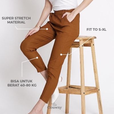KATUN Product Tercece CLOUWNY - Chino Pants Office Pants Casual Cotton Rubber Office Casual Skinny Fit Body
