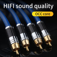 YYAUDIO HIFI สาย2RCA เป็น2เสียง RCA สายเคเบิลเสียง RCA 7N OOC ชุบทองสำหรับ DVD Home Theater เครื่องขยายสัญญาณทีวีเสียงซีดี