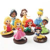 8 Pcs Disneys Princessesตุ๊กตาขยับแขนขาได้อะนิเมะตุ๊กตาของเล่นตุ๊กตาสำหรับสาวMiniโมเดลแกะสลักเค้กตกแต่งการ์ตูนของขวัญวันเกิดสำหรับเด็ก