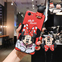 สีแดง Minnie เคสโทรศัพท์สำหรับ OPPO F9 F5 A73 A83 A39 A57 F3 Lite A59 F1s A71ปลอก Mickey ฝาหลังกับเชือกนุ่มเคสทีพียู