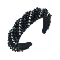 A Luxury Pearl Rhinestone Sponge Headband Fashion Hair Accessories For Women Trendy Party Wide Side Hairband Hair Band Girl New