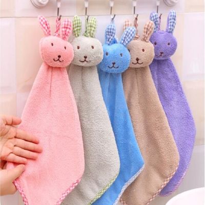 【CC】 New Baby Infant Coral Hand Cartoon Hanging Washcloths Kids Handkerchief