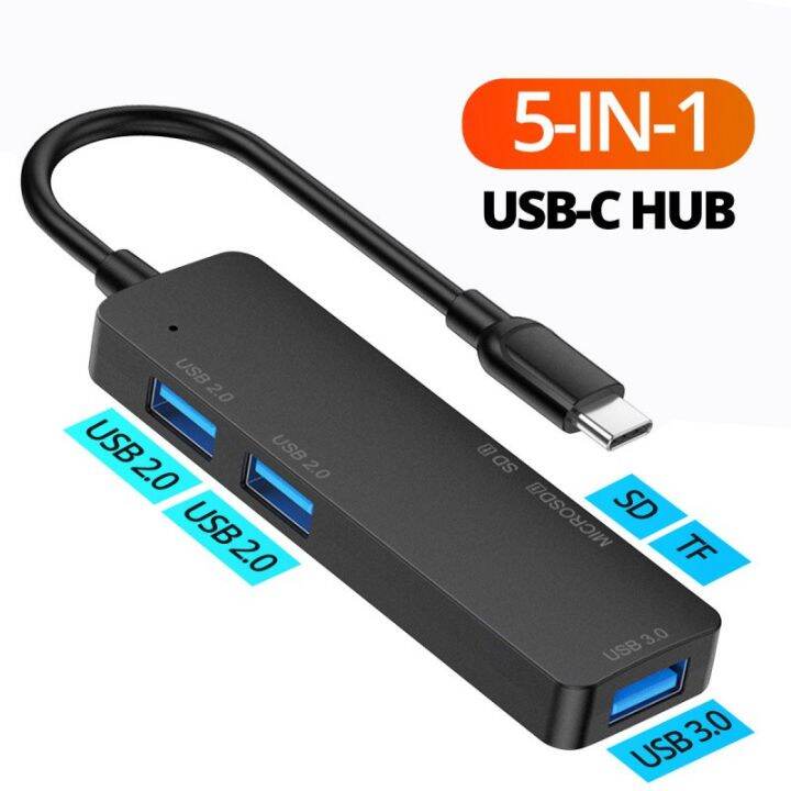 ankndo-5-in-1-usb-c-hub-adapter-สำหรับ-อุปกรณ์เสริม-type-c-ถึง-usb-3-0-2-0-splitter-tf-sd-card-reader-แล็ปท็อป-dock-station