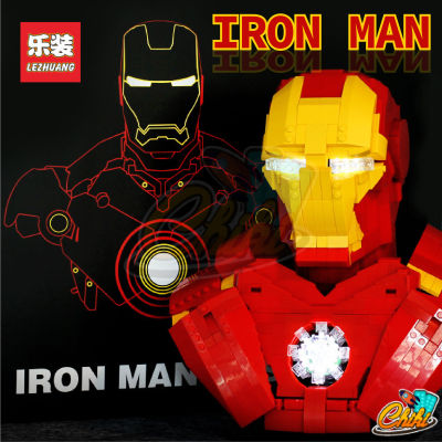 ตัวต่อ ไอรอนเเมน IRON MAN BUST มีไฟที่ตาเเละหน้าอกปรับระดับ เเละปรับโหมดได้ สวย เท่ LZ19303