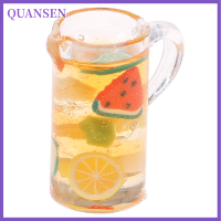 QUANSEN 1ชิ้น1:12 dollhouse Miniature Fruit Tea Cup จำลองเครื่องดื่มรุ่น Toy