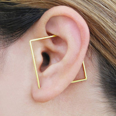 Gold Ear Cuff Ear Climber Handmade Square Earrings Gold Filled925 Silver Jewelry Oorbellen Minimalist Earrings For Women