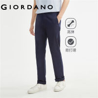 GIORDANO Men Pants Easy Care Half Elastic Waist Lightweight Chinos Solid Color Stretch Relaxed Fashion Casual Pants 01113064