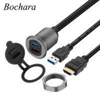 [LUNA electronic accessories] Bochara สายต่อแผงหน้าปัด USB3.0แผ่นสำหรับติดตั้งแบบฟลัชใช้ได้กับ USB 3.0 HDMI ความยาว4K 60Hz ต่อได้ทั้งชายและหญิงสำหรับรถยนต์1เมตร