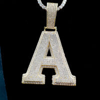 Aokaishen Double Layer Initials สร้อยคอจี้ Iced Out CZ Zircon Hip Hop Charms ผู้ชายที่กำหนดเองเครื่องประดับ A-Z เดียว