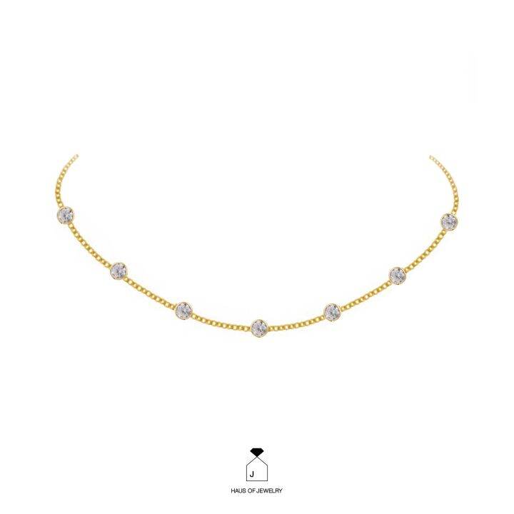 haus-of-jewelry-bohemian-diona-necklace-สร้อยคอเงินแท้-ประดับเพชรคิวบิกเซอร์โคเนีย-cubic-zirconia