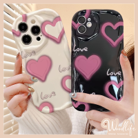 เคสสำหรับ Samsung A03 A14 A13 A50 A52 A04s A03s A04 A20s A11 A12 A02s A21s A32 A31 A52s M12 A20 A10s รูปหัวใจสีชมพูตัวอักษรที่เรียบง่ายป้องกันการตกฝาครอบคู่เคลือบเงามันวาว