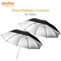 2pcs Godox 40" 102cm or 43" 108cm Reflector Umbrella Photo Studio Flash Light Grained Black Silver Umbrella