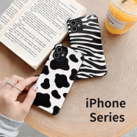 IPhone 6 6S 7 8 12 13 Plus X XS Max XR 11 Pro Max SE 2020 mini INS Cow Pattern Zebra Pattern Korean Style Phone Case Anti-fall Soft Protective Cover