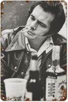 ป้ายโลหะโปสเตอร์ Shots Merle Haggard สำหรับในร่มและกลางแจ้งบาร์กาแฟเครื่องตกแต่งฝาผนังบ้านย้อนยุคขนาด8X12สีขาวนิ้ว