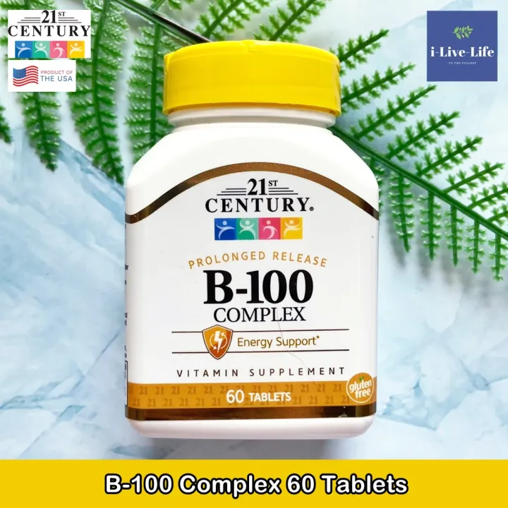 วิตามินบีรวม B-100 Complex Prolonged Release 60 Tablets - 21st Century ...