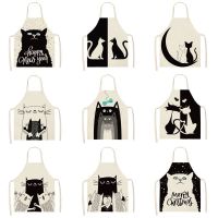 Home Cute Cat Linen Apron Aprons for Women Cooking Accessories Apron for Men Baking Accessories Gadgets for Women Apron Kitchen