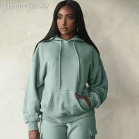 ▽✺ Inverno de duas peças define feminino agasalho oversized terno 2022 outono calças ternos moletom sólido esportes com capuz