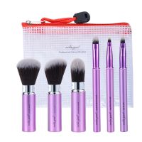 ชุดแปรงแต่งหน้าสำหรับเดินทาง6Pcs Powder Foundation Blush Eyeshadow Eyeliner Lips Mini Beauty Tools Kit Retractable With Cover