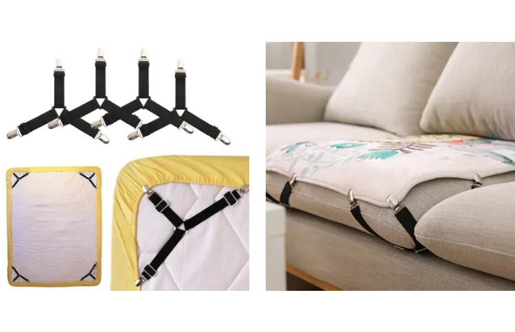 4pcs Adjustable Bed Sheet Straps Clips, Elastic Mattress Sheet Fasteners  Holder And Suspenders, Grippers To Hold Sheet, Mattress, Sofa, Couch, Table  C